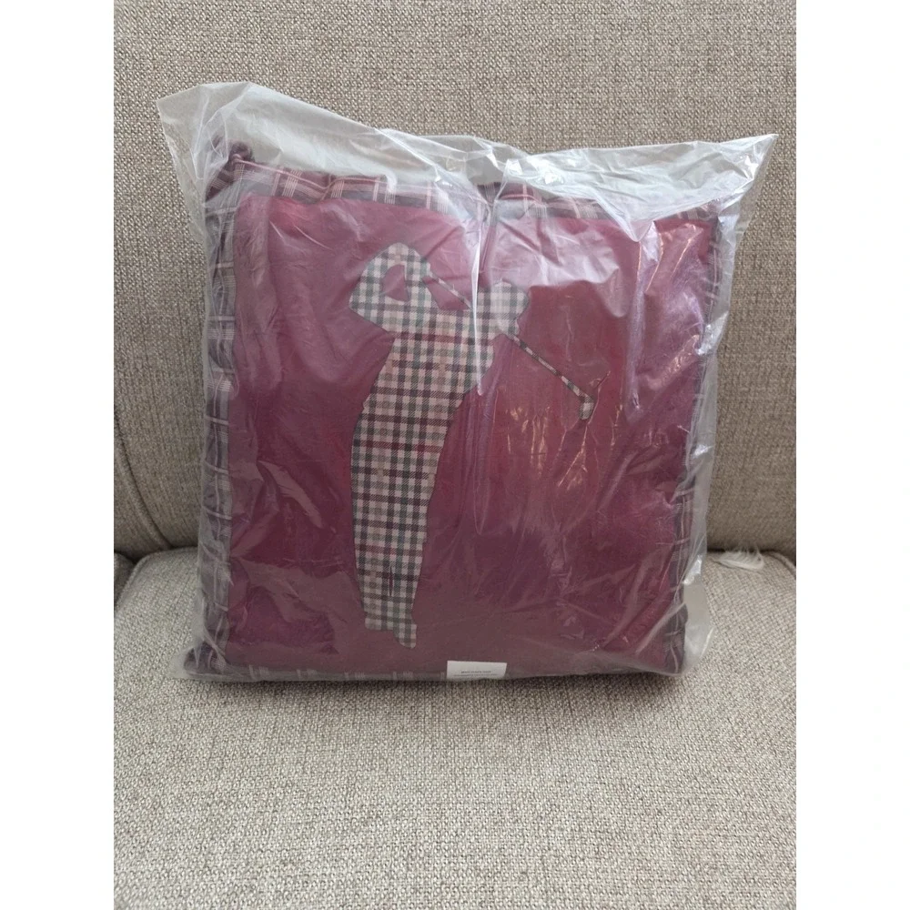 Pair Of Golf‎ Throw Pillows Two Burgundy Plaid Hunter Green